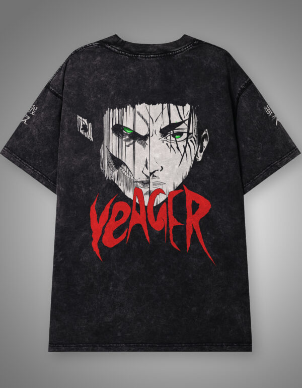 B Site Mockup Eren Yeager Acid Wash Oversized Tee