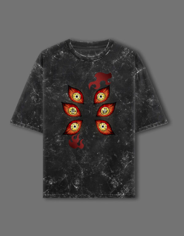 Upper Moon 1 Kokushibo – Unisex Acid Washed Oversized T-Shirt (Demon Slayer Inspired)